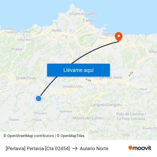 [Perlavia]  Perlavia [Cta 02454] to Aulario Norte map