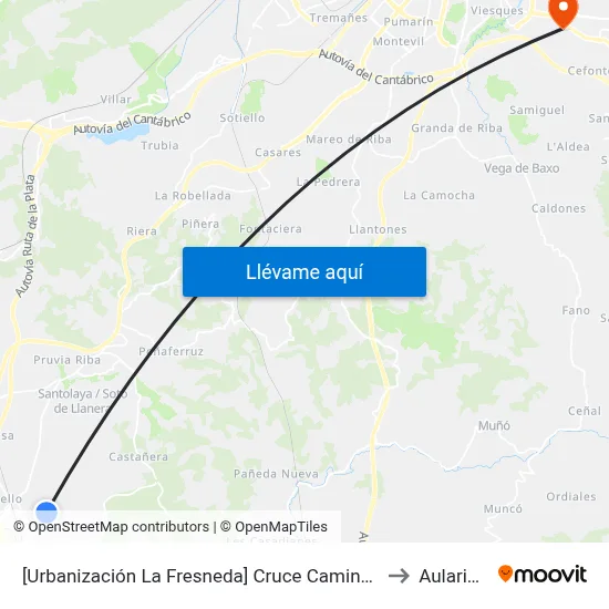 [Urbanización La Fresneda]  Cruce Camino De La Suerte [Cta 02464] to Aulario Norte map