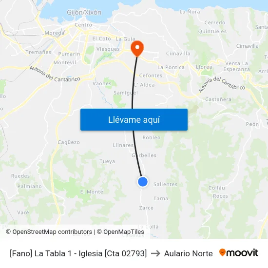[Fano]  La Tabla 1 - Iglesia [Cta 02793] to Aulario Norte map