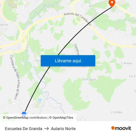 Escuelas De Granda to Aulario Norte map