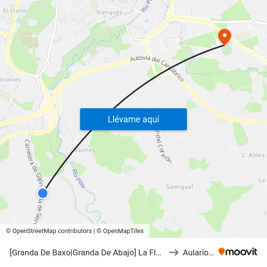 [Granda De Baxo|Granda De Abajo]  La Flor De Granda [Cta 02841] to Aulario Norte map