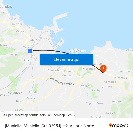 [Muniello]  Muniello [Cta 02954] to Aulario Norte map
