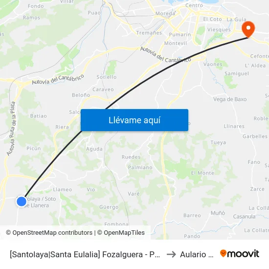 [Santolaya|Santa Eulalia]  Fozalguera - Pruvia [Cta 02959] to Aulario Norte map