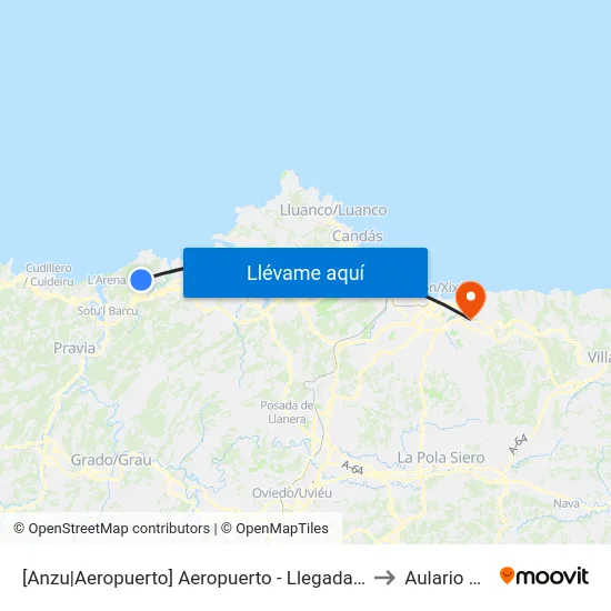 [Anzu|Aeropuerto]  Aeropuerto - Llegadas [Cta 03073] to Aulario Norte map