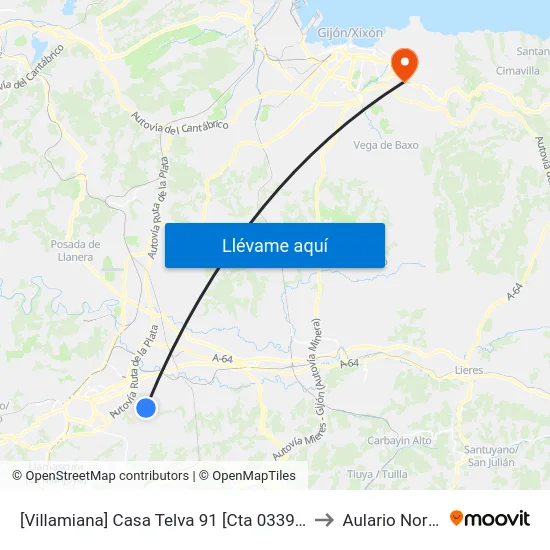 [Villamiana]  Casa Telva 91 [Cta 03395] to Aulario Norte map