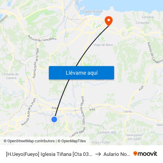 [H.Ueyo|Fueyo]  Iglesia Tiñana [Cta 03520] to Aulario Norte map