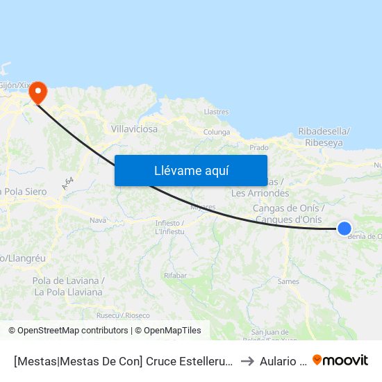 [Mestas|Mestas De Con]  Cruce Estelleru - Beceña [Cta 03616] to Aulario Norte map