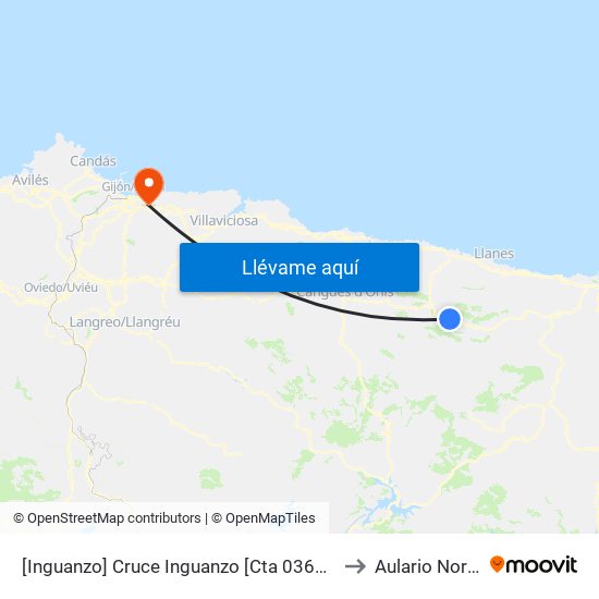 [Inguanzo]  Cruce Inguanzo [Cta 03652] to Aulario Norte map