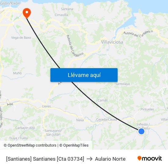 [Santianes]  Santianes [Cta 03734] to Aulario Norte map