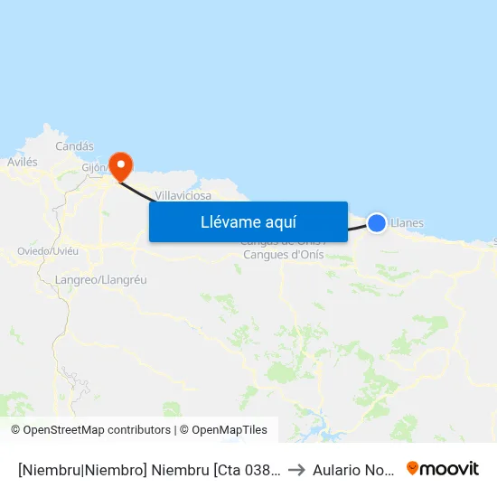 [Niembru|Niembro]  Niembru [Cta 03813] to Aulario Norte map