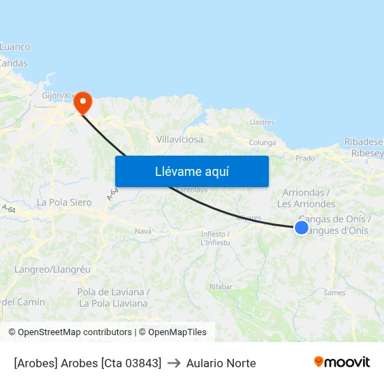 [Arobes]  Arobes [Cta 03843] to Aulario Norte map