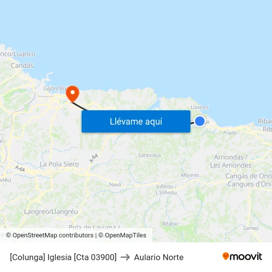 [Colunga]  Iglesia [Cta 03900] to Aulario Norte map