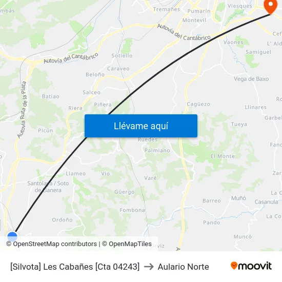 [Silvota]  Les Cabañes [Cta 04243] to Aulario Norte map