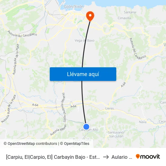 [Carpiu, El|Carpio, El]  Carbayín Bajo - Estación [Cta 04296] to Aulario Norte map