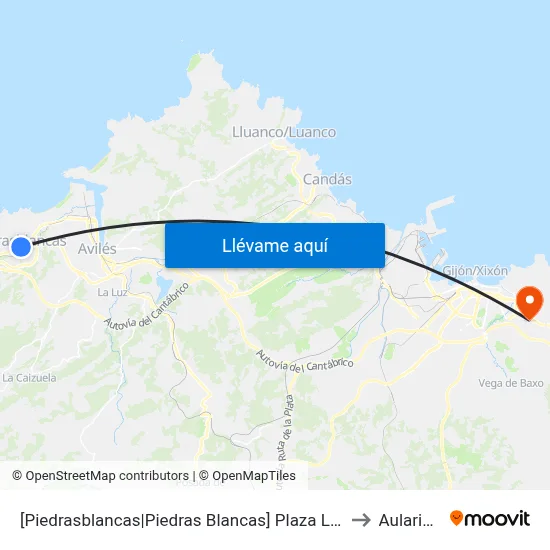 [Piedrasblancas|Piedras Blancas]  Plaza La Constitución [Cta 04299] to Aulario Norte map