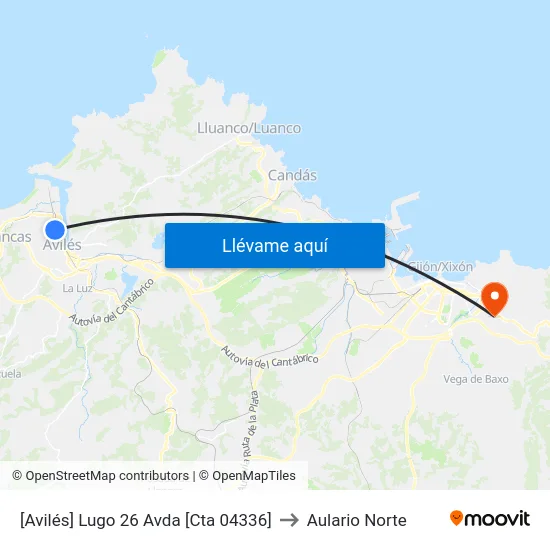 [Avilés]  Lugo 26 Avda [Cta 04336] to Aulario Norte map