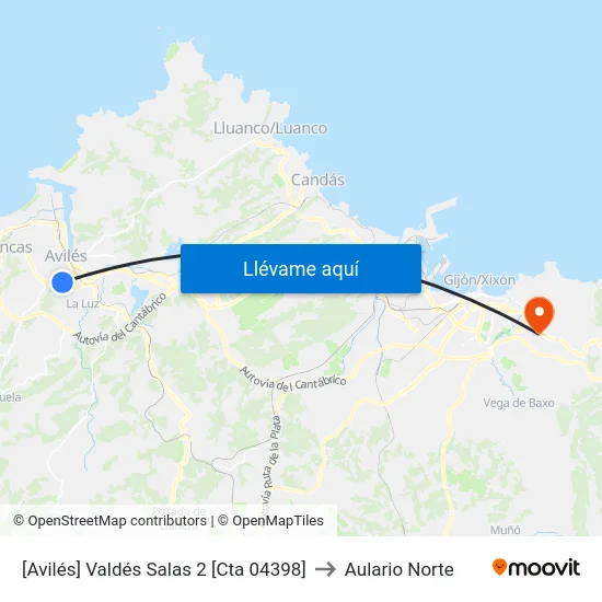 [Avilés]  Valdés Salas 2 [Cta 04398] to Aulario Norte map