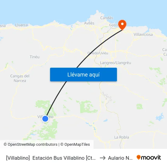 [Villablino]  Estación Bus Villablino [Cta 04876] to Aulario Norte map