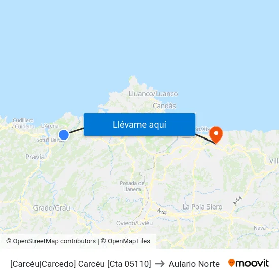[Carcéu|Carcedo]  Carcéu [Cta 05110] to Aulario Norte map