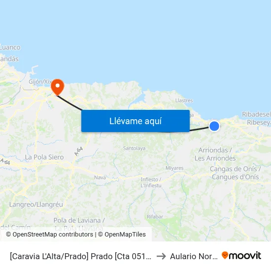 [Caravia L'Alta/Prado]  Prado [Cta 05132] to Aulario Norte map