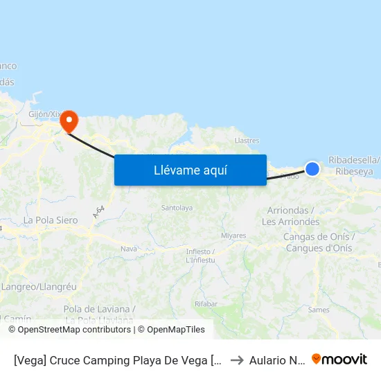 [Vega]  Cruce Camping Playa De Vega [Cta 05142] to Aulario Norte map