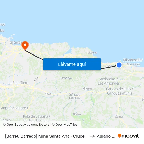 [Barréu|Barredo]  Mina Santa Ana - Cruce Vega [Cta 05146] to Aulario Norte map