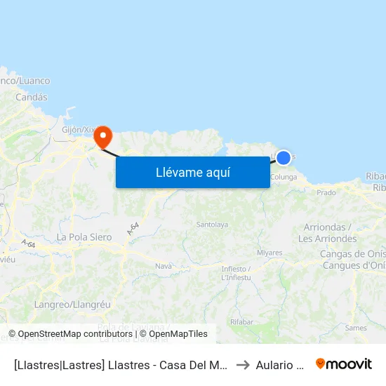 [Llastres|Lastres]  Llastres - Casa Del Mar [Cta 05196] to Aulario Norte map