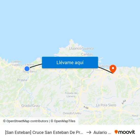 [San Esteban]  Cruce San Esteban De Pravia [Cta 05284] to Aulario Norte map