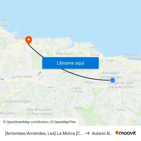 [Arriondas/Arriondes, Les]  La Morca [Cta 05426] to Aulario Norte map