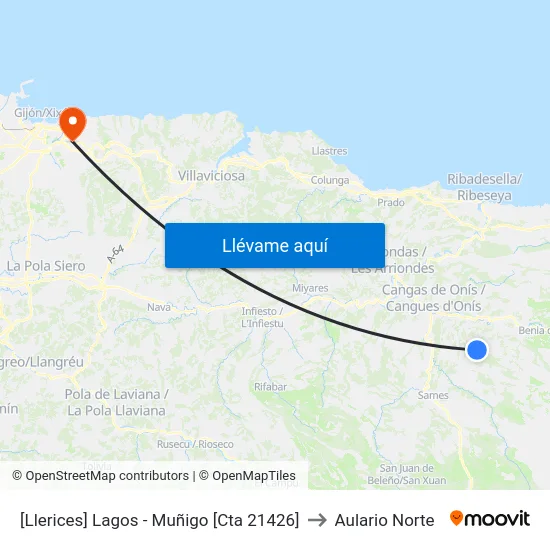[Llerices]  Lagos - Muñigo [Cta 21426] to Aulario Norte map