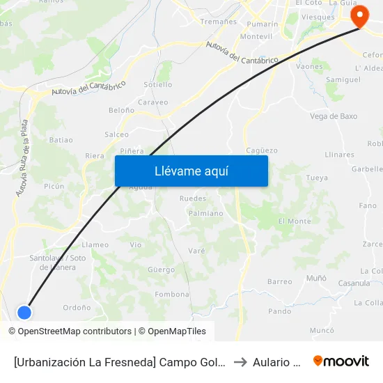 [Urbanización La Fresneda]  Campo Golf  [Cta 05506] to Aulario Norte map