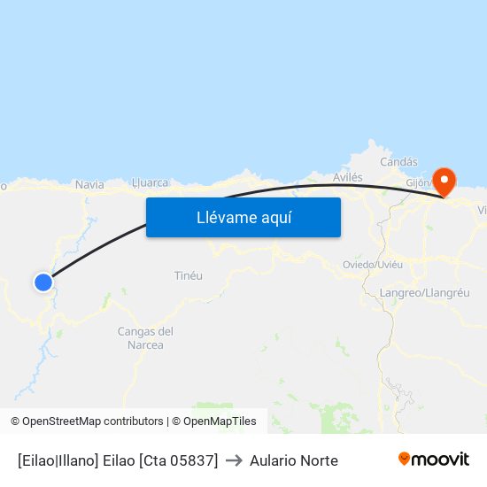 [Eilao|Illano]  Eilao [Cta 05837] to Aulario Norte map