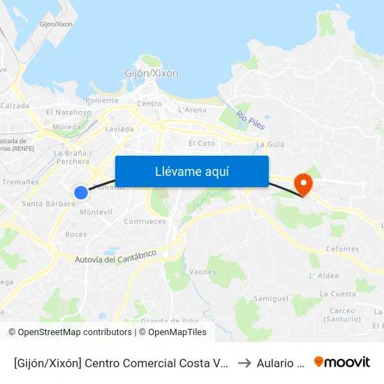 [Gijón/Xixón]  Centro Comercial Costa Verde [Cta 06443] to Aulario Norte map