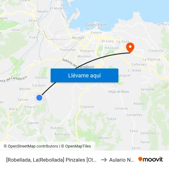 [Robellada, La|Rebollada]  Pinzales [Cta 06455] to Aulario Norte map