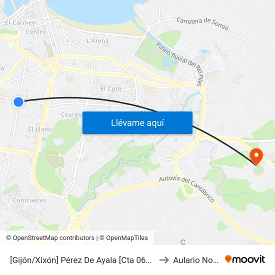 [Gijón/Xixón]  Pérez De Ayala [Cta 06683] to Aulario Norte map