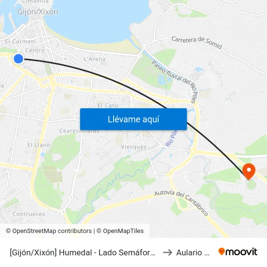 [Gijón/Xixón]  Humedal - Lado Semáforo [Cta 06814] to Aulario Norte map