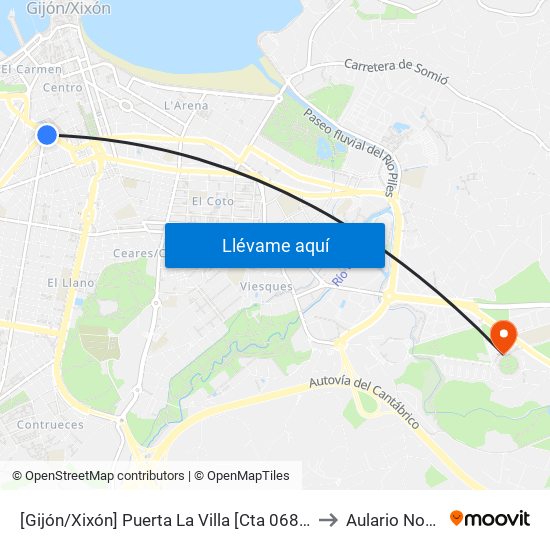 [Gijón/Xixón]  Puerta La Villa [Cta 06824] to Aulario Norte map