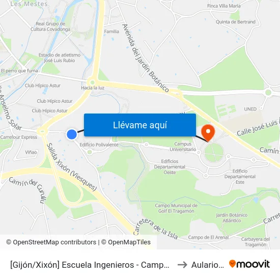 [Gijón/Xixón]  Escuela Ingenieros - Campus Viesques [Cta 06904] to Aulario Norte map
