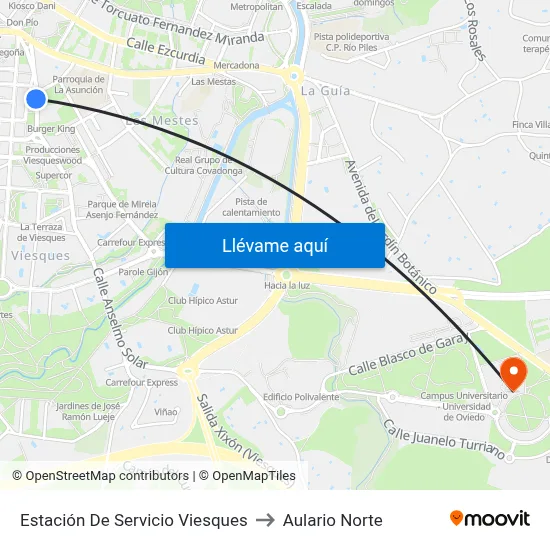 Estación De Servicio Viesques to Aulario Norte map