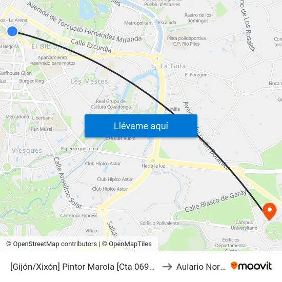 [Gijón/Xixón]  Pintor Marola [Cta 06929] to Aulario Norte map
