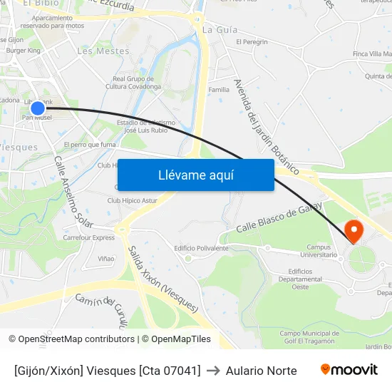 [Gijón/Xixón]  Viesques [Cta 07041] to Aulario Norte map