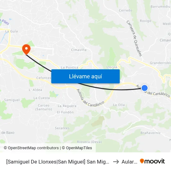 [Samiguel De Llonxes|San Miguel]  San Miguel De Arroes - Camín Castañeda [Cta 07152] to Aulario Norte map