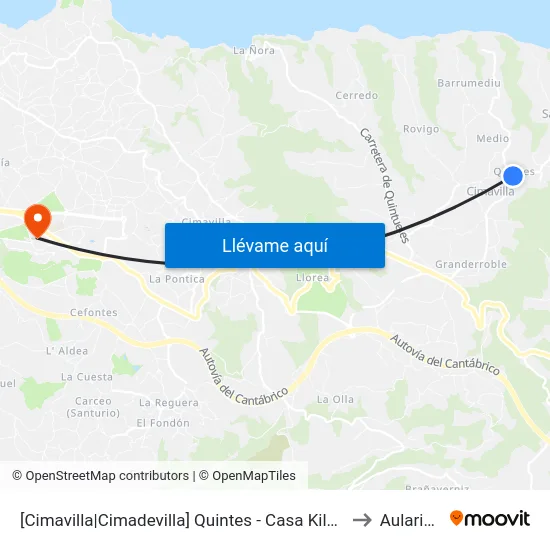 [Cimavilla|Cimadevilla]  Quintes - Casa Kilo - Las Palmeras [Cta 07157] to Aulario Norte map