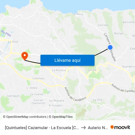 [Quintueles]  Cazamular - La Escuela [Cta 07163] to Aulario Norte map