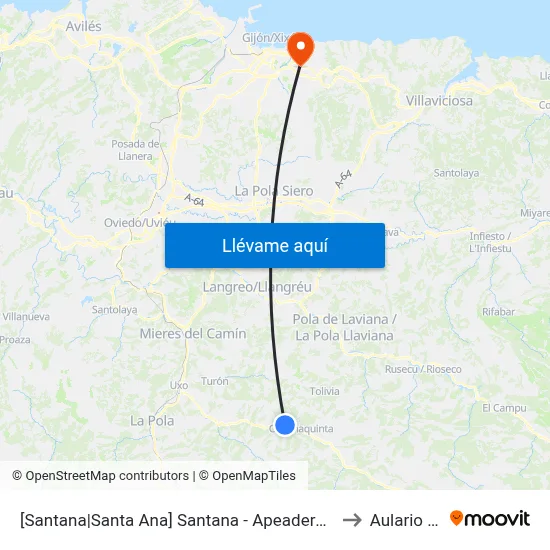 [Santana|Santa Ana]  Santana - Apeadero Feve [Cta 07267] to Aulario Norte map