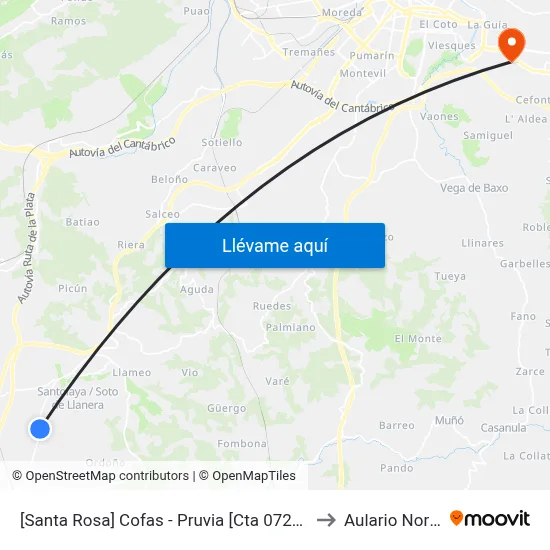 [Santa Rosa]  Cofas - Pruvia [Cta 07296] to Aulario Norte map