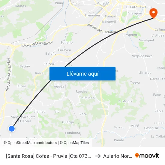 [Santa Rosa]  Cofas - Pruvia [Cta 07302] to Aulario Norte map
