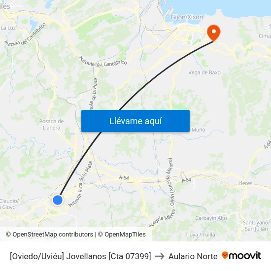 [Oviedo/Uviéu]  Jovellanos [Cta 07399] to Aulario Norte map
