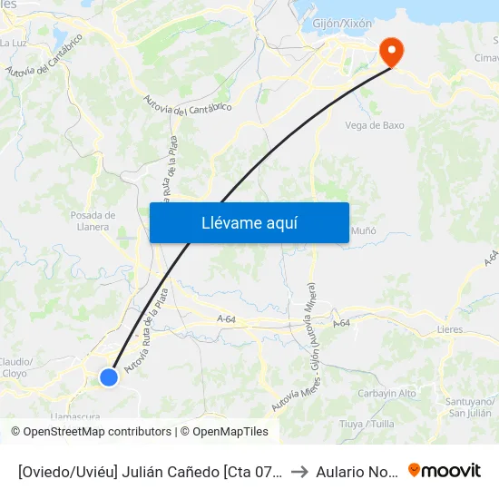 [Oviedo/Uviéu]  Julián Cañedo [Cta 07457] to Aulario Norte map