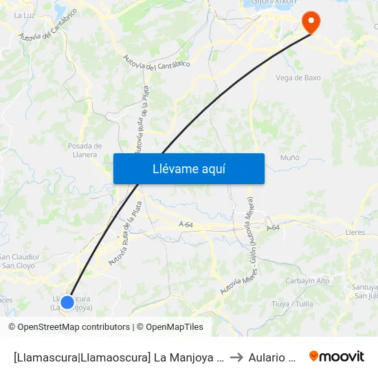 [Llamascura|Llamaoscura]  La Manjoya [Cta 07552] to Aulario Norte map